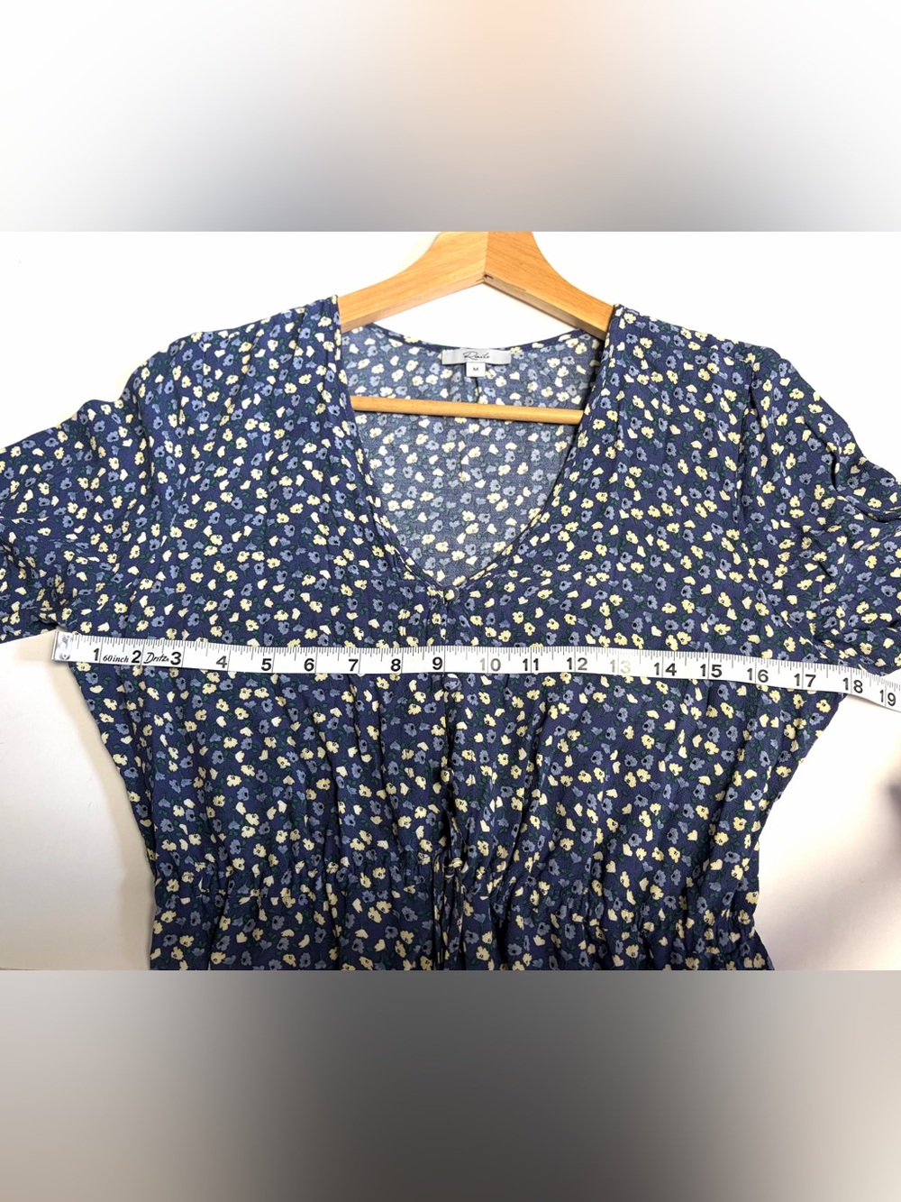 Rails Jade Dress Navy Ditsy Floral Button Front Hi-Low Ruffle Hem Size Medium - Picture 13 of 13